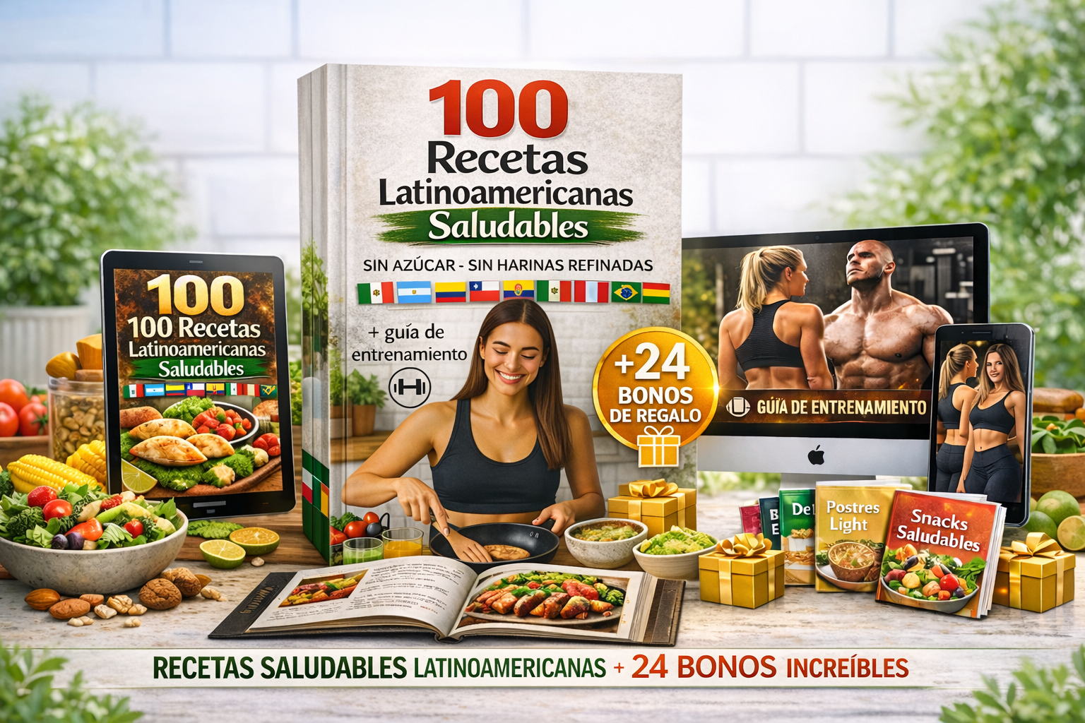 100 Recetas Latinoamericanas Saludables + 24 Bonus de Regalo 🎁